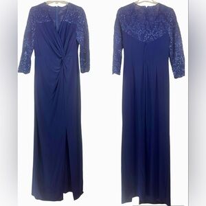 Alex Evenings Navy Blue Sequined Maxi Long Dress Size 12